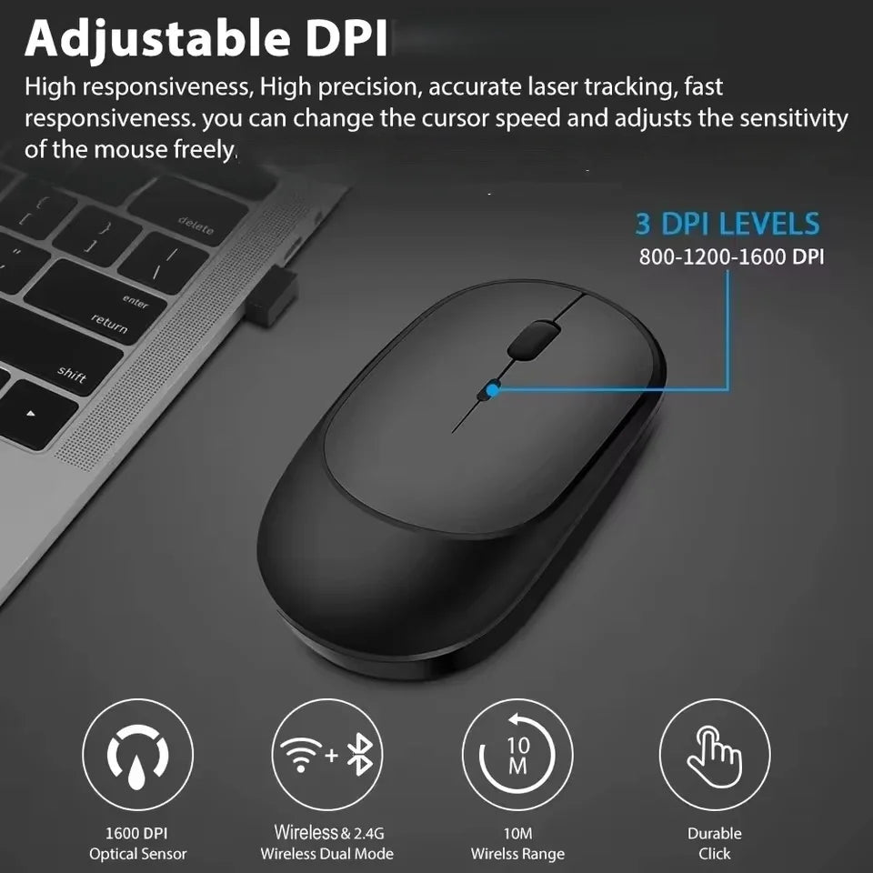 Wireless Mouse Rechargeable Mouse Dual Modes Bluetooth-compatible 2.4G USB Mice For Computer Laptop Tablet Macbook Mause