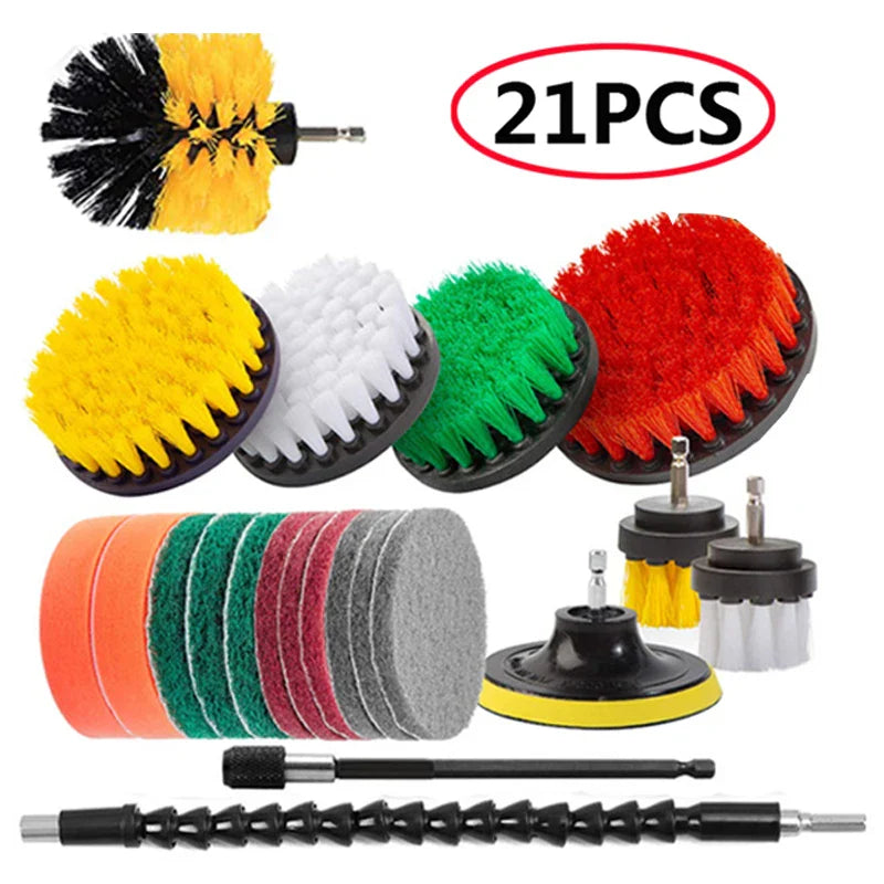UNTIOR Electric Drill Brush Attachment Set Power Scrubber Brush Car Polisher Kitchen Bathroom Cleaning Tool Car Detailig Brushes