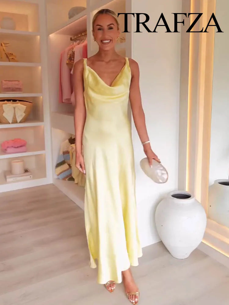 Zara satin dress, backless, V-neck, elegant, sexy