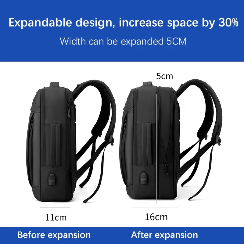 17 Inch Business Laptop Backpack Waterproof Notebook For Men School Book Bag Expandable Multifunction USB Charging Man Backpacks