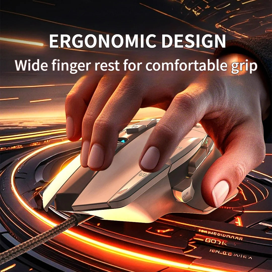 Wired Mouse RGB Lights 10 Keys Macro Programming Gaming Chip 12800DPI Ergonomic Design Medium-Large Hand Gaming Mouse GK502