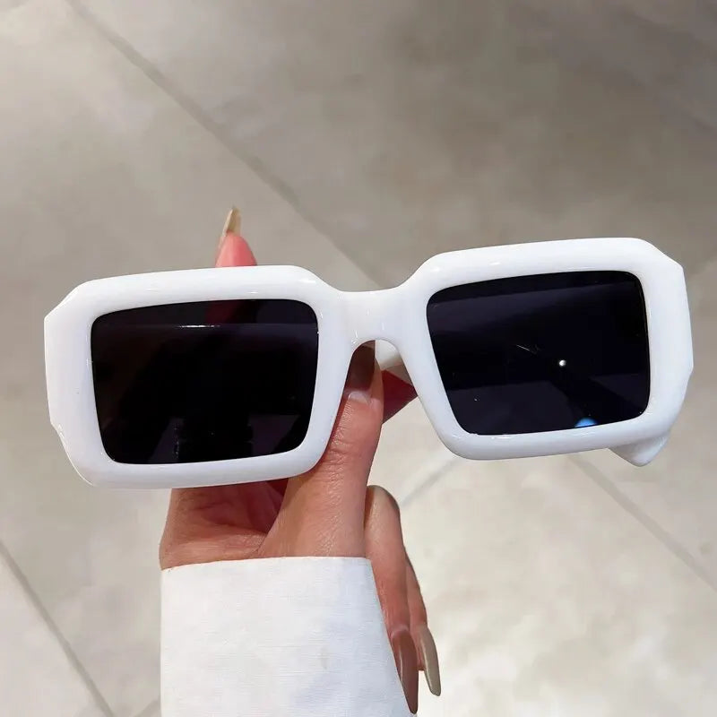 Women’s Rectangle Sunglasses - Retro Punk Frame, UV400 Anti-Glare Lenses