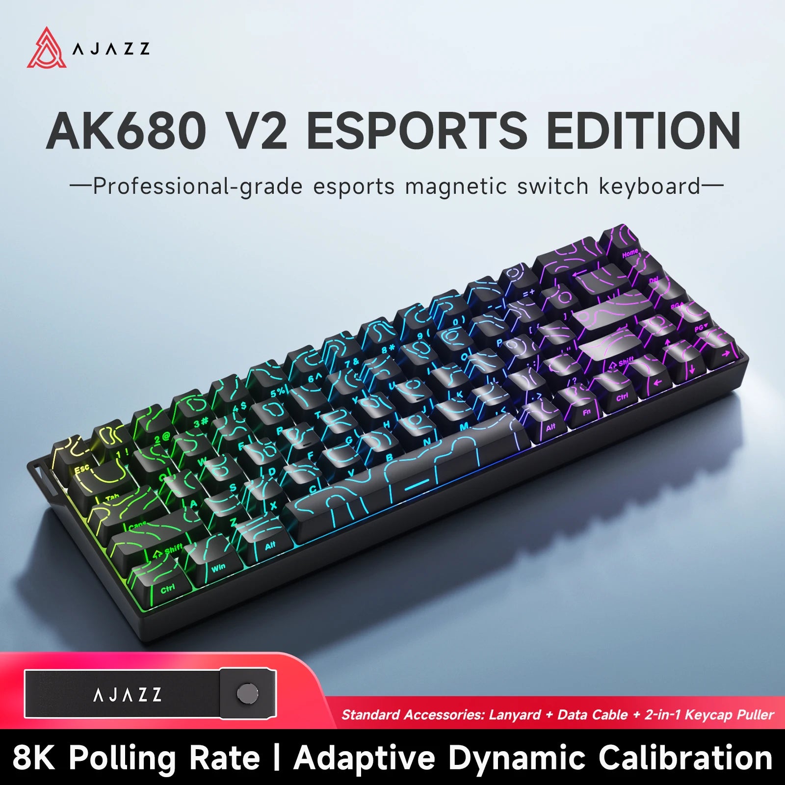 Ajazz AK680 V2 Gaming Magnetic Switch 8K Polling Rate RGB Lighting Aluminum Alloy Plate