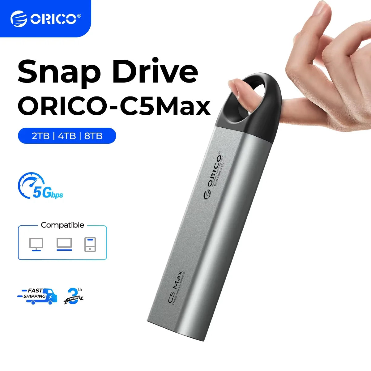 ORICO 1TB External SSD - Ultra-Fast 460MB/s Speed, Hanging Hook Design