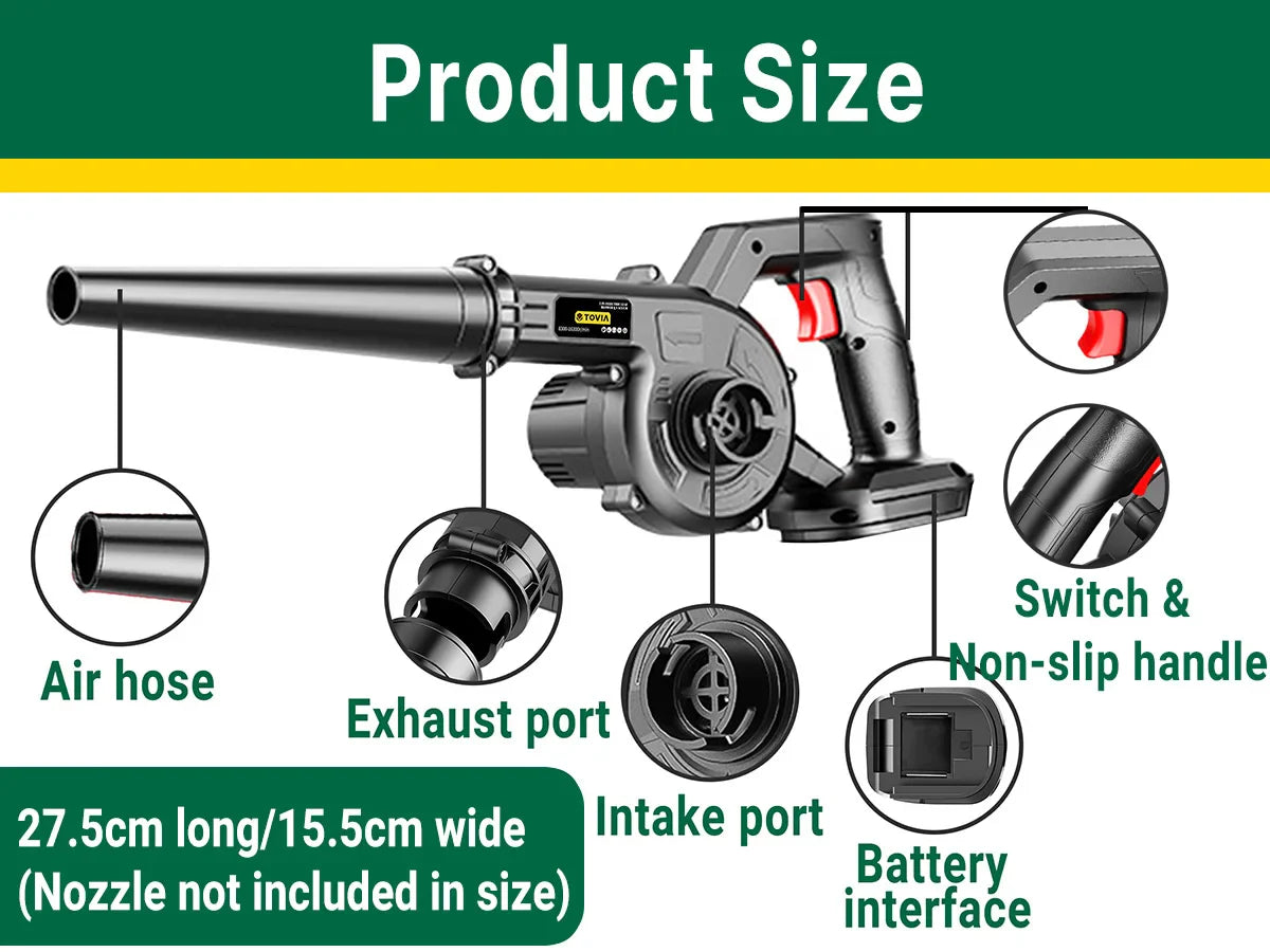 2-in-1 Cordless Air Blower & Vacuum – Leaf, Dust & Pet Hair Cleaner Compatible with Makita 18V Battery
