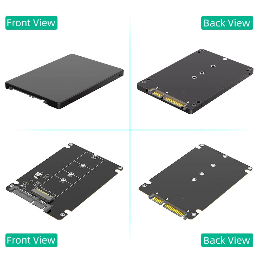 M.2  SSD to 2.5 SATA Enclosure, B & M Key SATA  SSD Converter to 2.5 Inch SATA 3.0 Card with 7mm Plastic Case