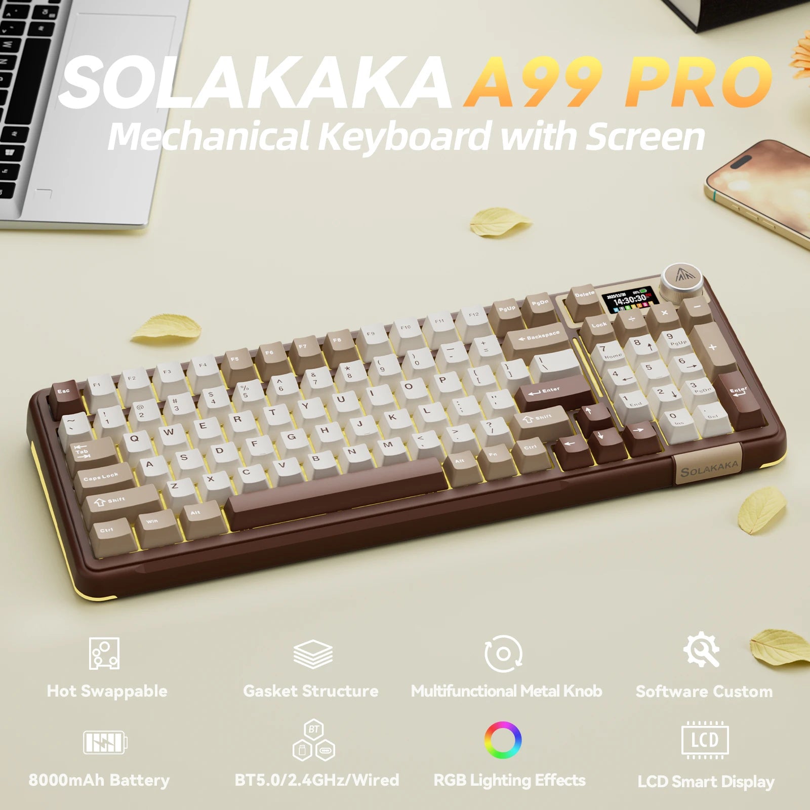 SOLAKAKA A99pro 97 Keys Wireless Keyboard Mechanical Keyboard Hot Swappable Keys