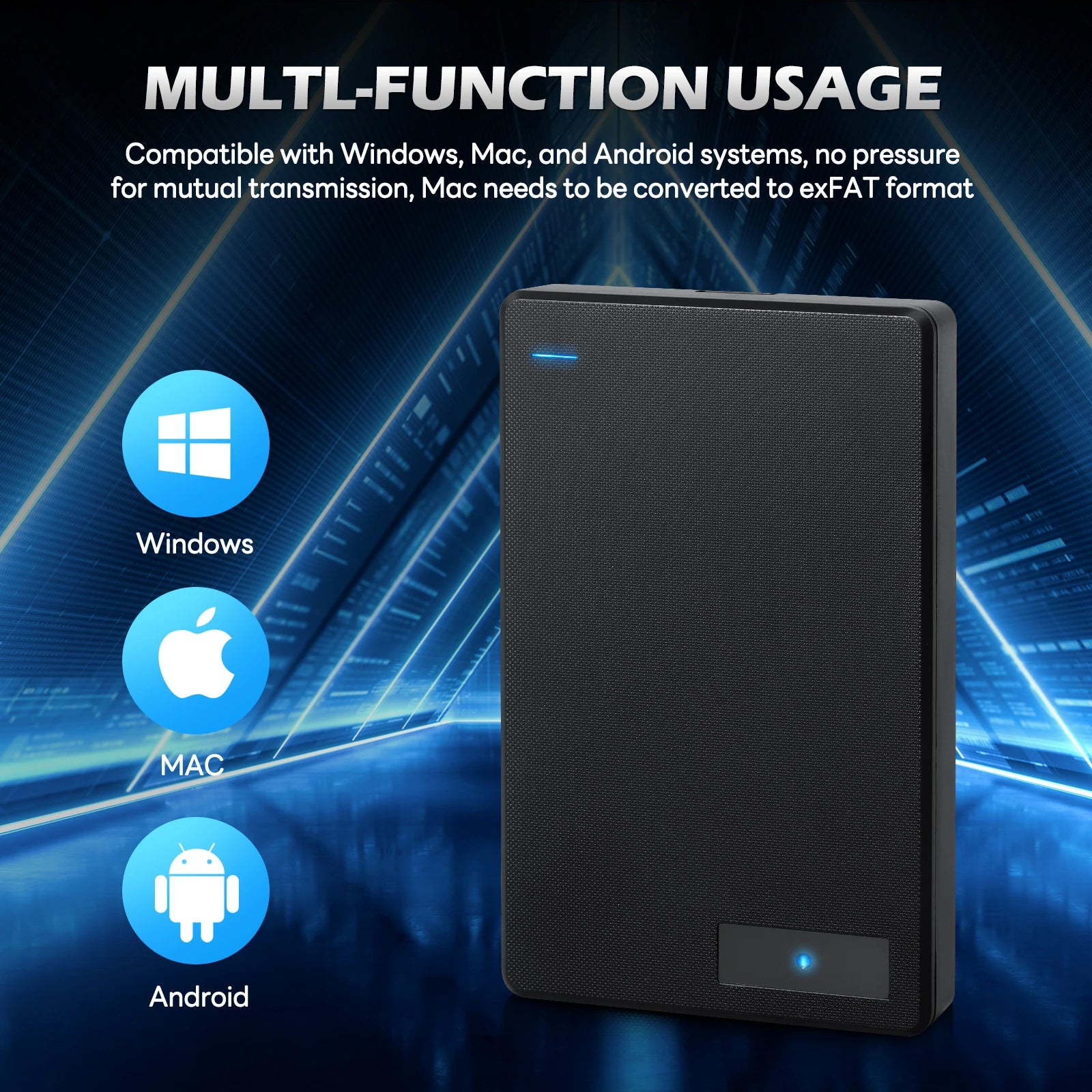 Portable External HD Hard Drive, 1TB,2TB, 4TB,5TB, HDD Memory, USB3.0, High Speed Flash Drive for Laptop, PC, MacBook, PS4, PS5