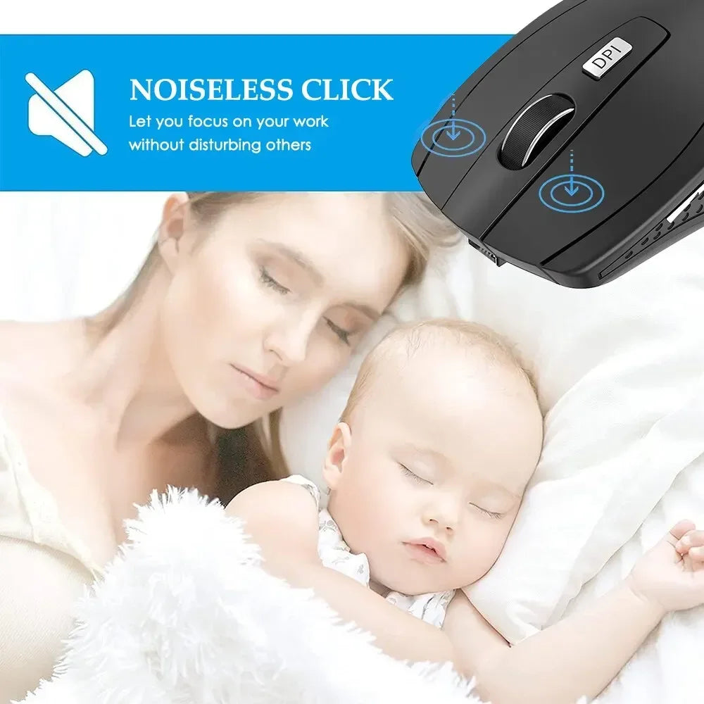 2.4G wireless mouse, portable battery-powered optical office mouse, supports adjustable DPI levels, suitable for laptops.