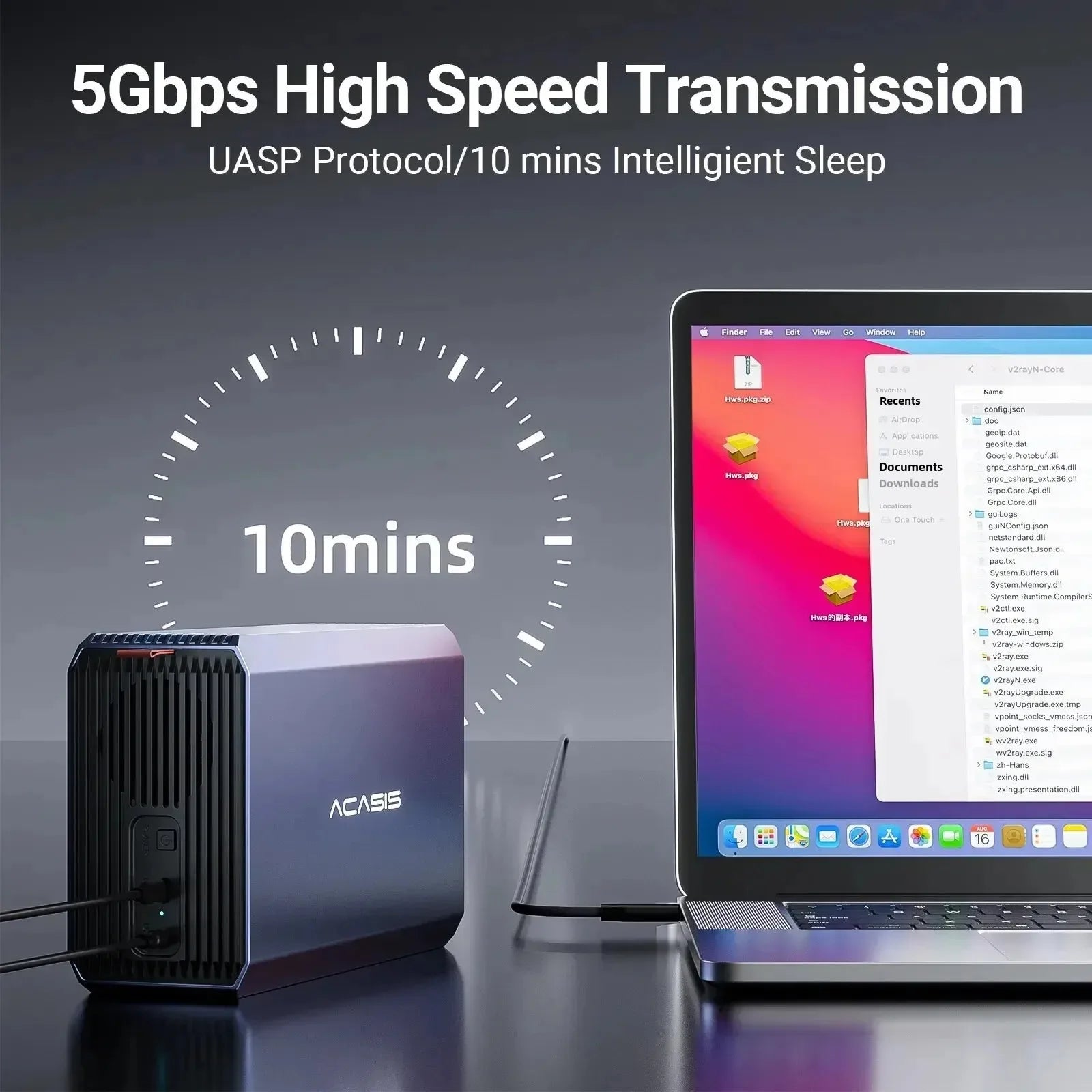 Acasis Dual Bay 3.5/2.5 Inch HDD/SSD Case 48TB External Hard Drive Enclosure SATA to USB Hard Disk Array with RAID Function