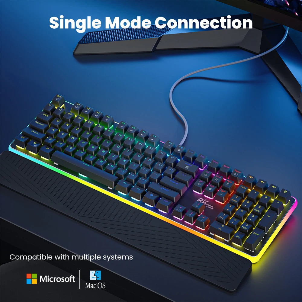 RK ROYAL KLUDGE RK918 Wired Mechanical Keyboard 108 Keys 100% RGB Backlit Gaming Keyboard