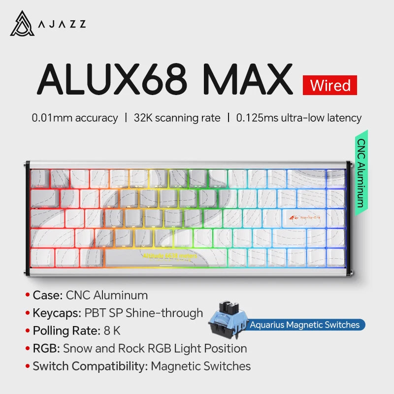 AJAZZ AK680 MAX Mechanical Keyboard HE Hall Effect Switch 60% 8k/1K RGB Wired/Wireless