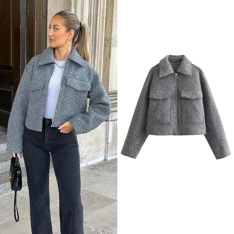 Arlena Cropped Wool-Blend Jacket