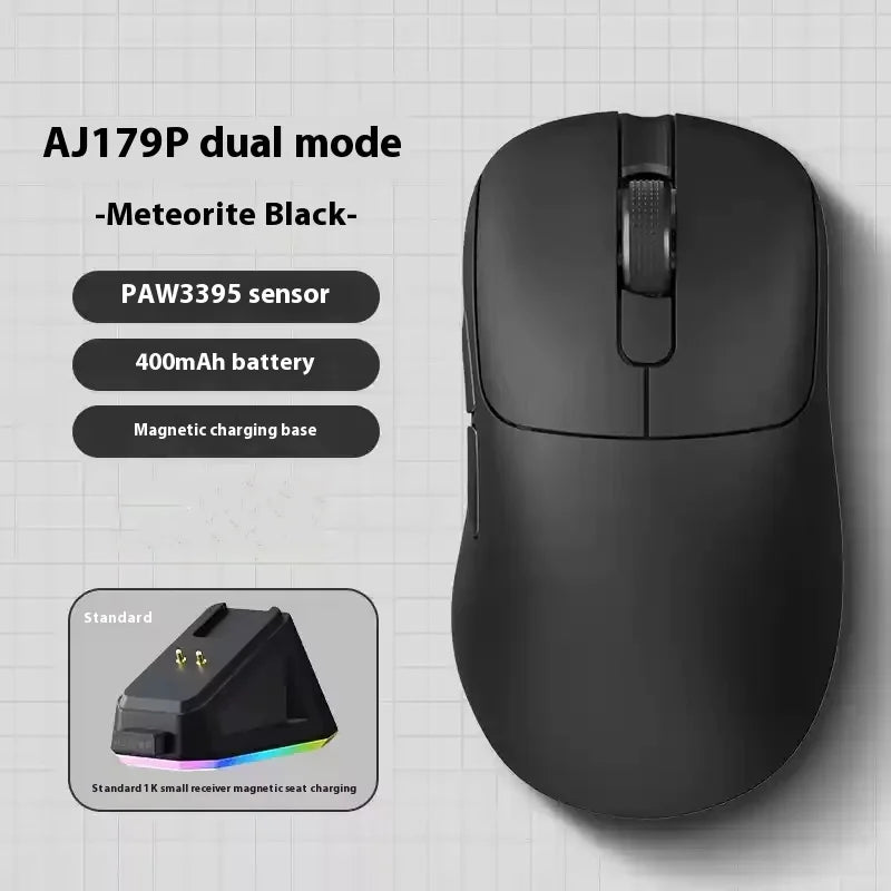 Ajazz Aj179 APEX 8k Wireless Mouse PAW3950 Sensor Three Mode Charging Base Gaming Mouse Lightweight Ergonomics 400mAh Pc Gamer