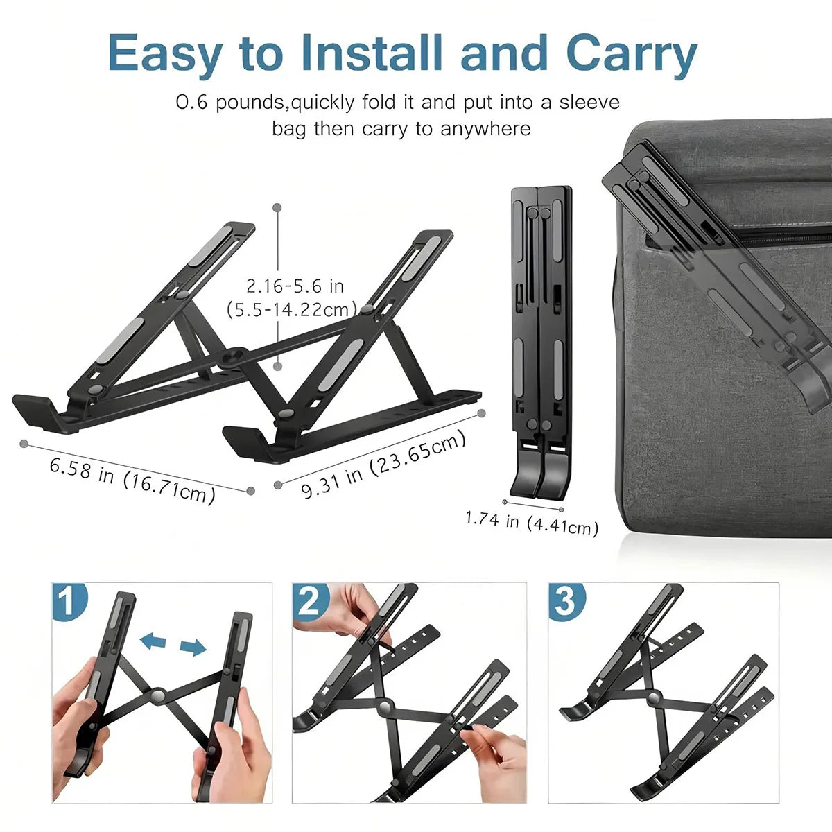 Laptop stand, seven adjustable levels, foldable laptop desktop heightening and cooling tablet support stand