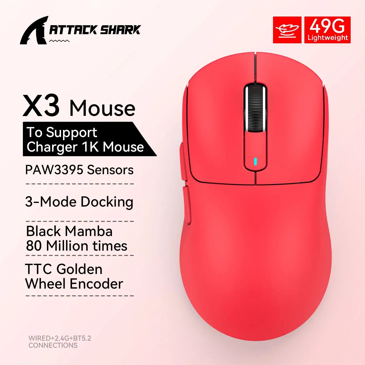 Attack Shark  X3Pro X3 Wireless Mouse Lightweight PAW3395 26000dpi