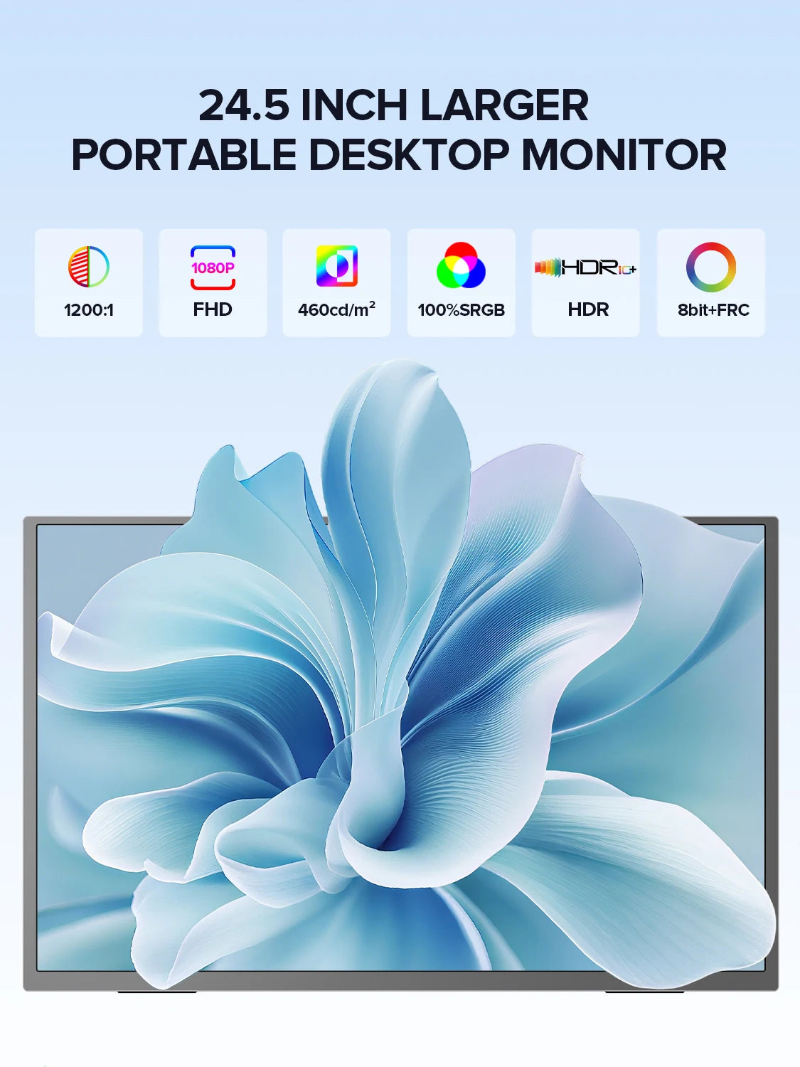 24.5" 240Hz Portable Monitor 100% sRGB FreeSync HDR Laptop with Type-C HDMI Eye Care External Second Screen for PS4 PS5 Switch