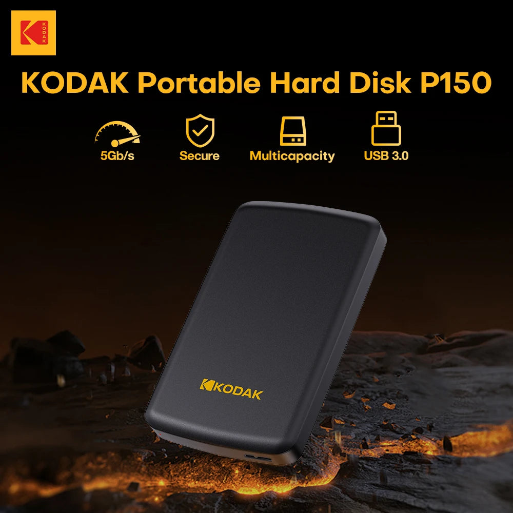 KODAK P150 Portable Hard Drive 500GB External HDD 5Gbps High Speed 130MB/s 2.5inch USB3.0 Gaming HDD for PS5/PS4/Switch/Laptop