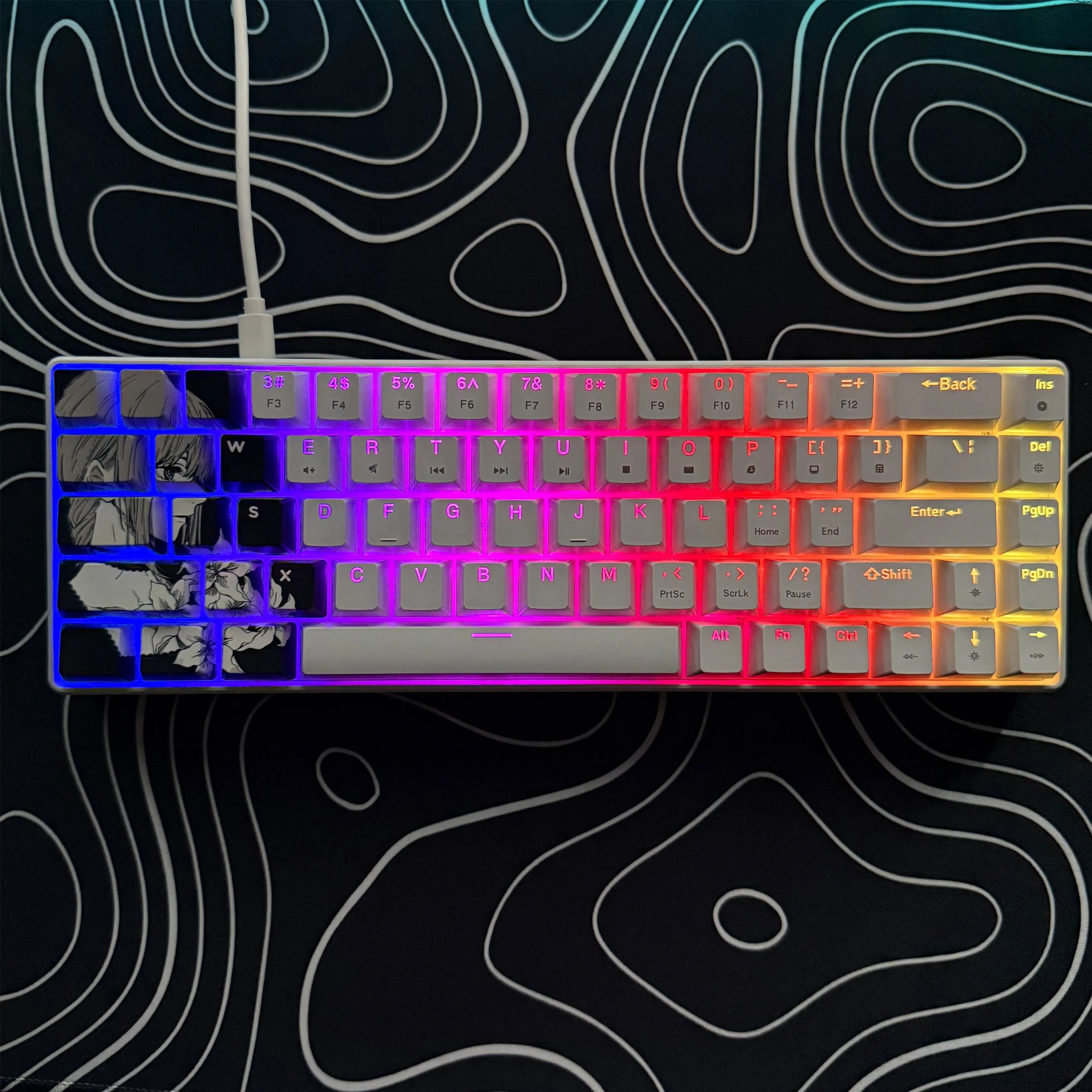 Gaming Mechanical Keyboard, Wired RGB Backlit Mini Keyboard, Ultra-Compact Anti-Ghosting No-Conflict 68 Keys Membrane Gaming