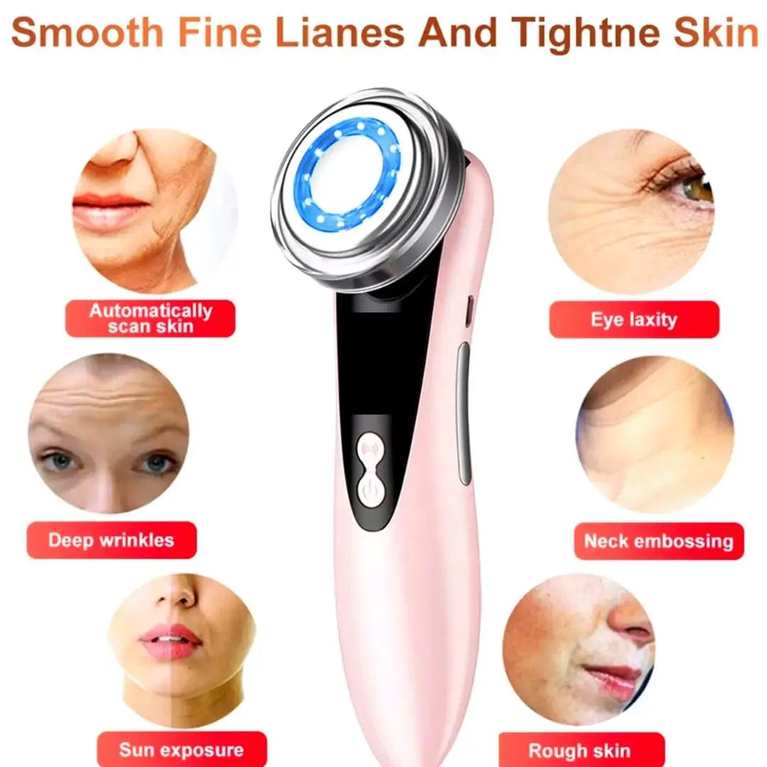 4-in-1 RF EMS Facial Massager | Wireless Face Lifting & Skin Rejuvenation Device with LED Photon & Ultrasound Double Chin Tightening