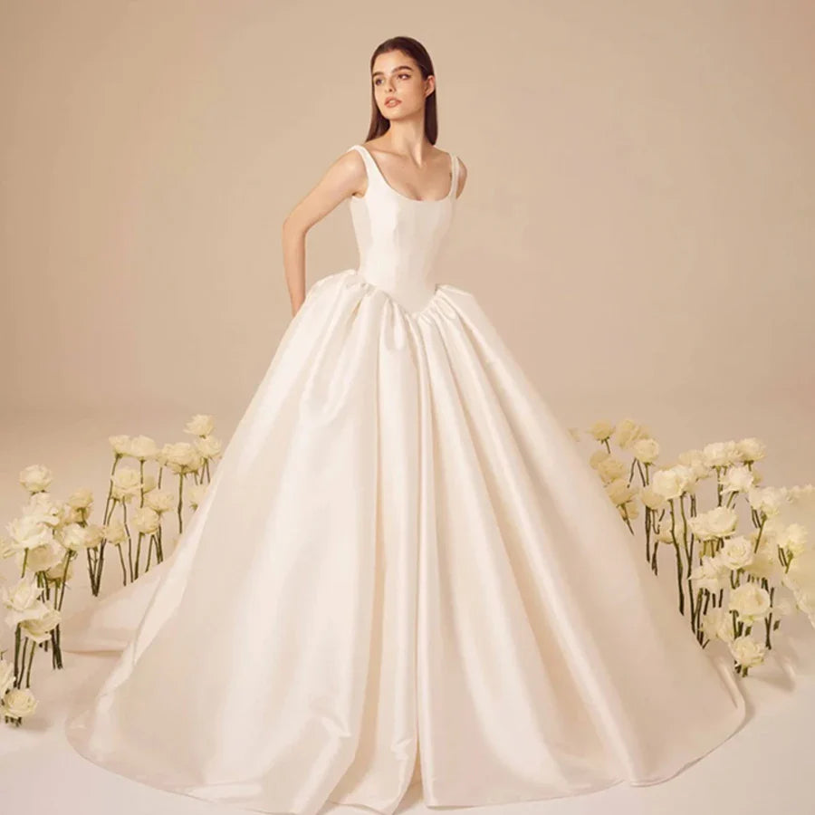 Claire Simple Elegance Customized Sleeveless A-Line Wedding Dresses Zippered Back Bridal Gown