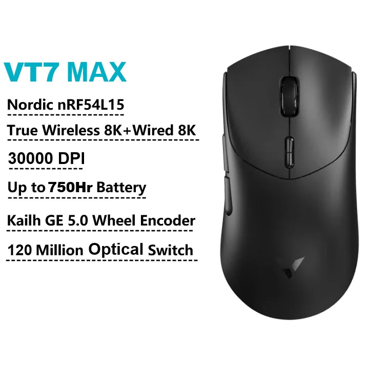 Rapoo VT7 MAX /VT7 Wireless Gaming Mouse True 8K Wireless Polling Rate 53g Lightweight Up to 750Hr Battery Life
