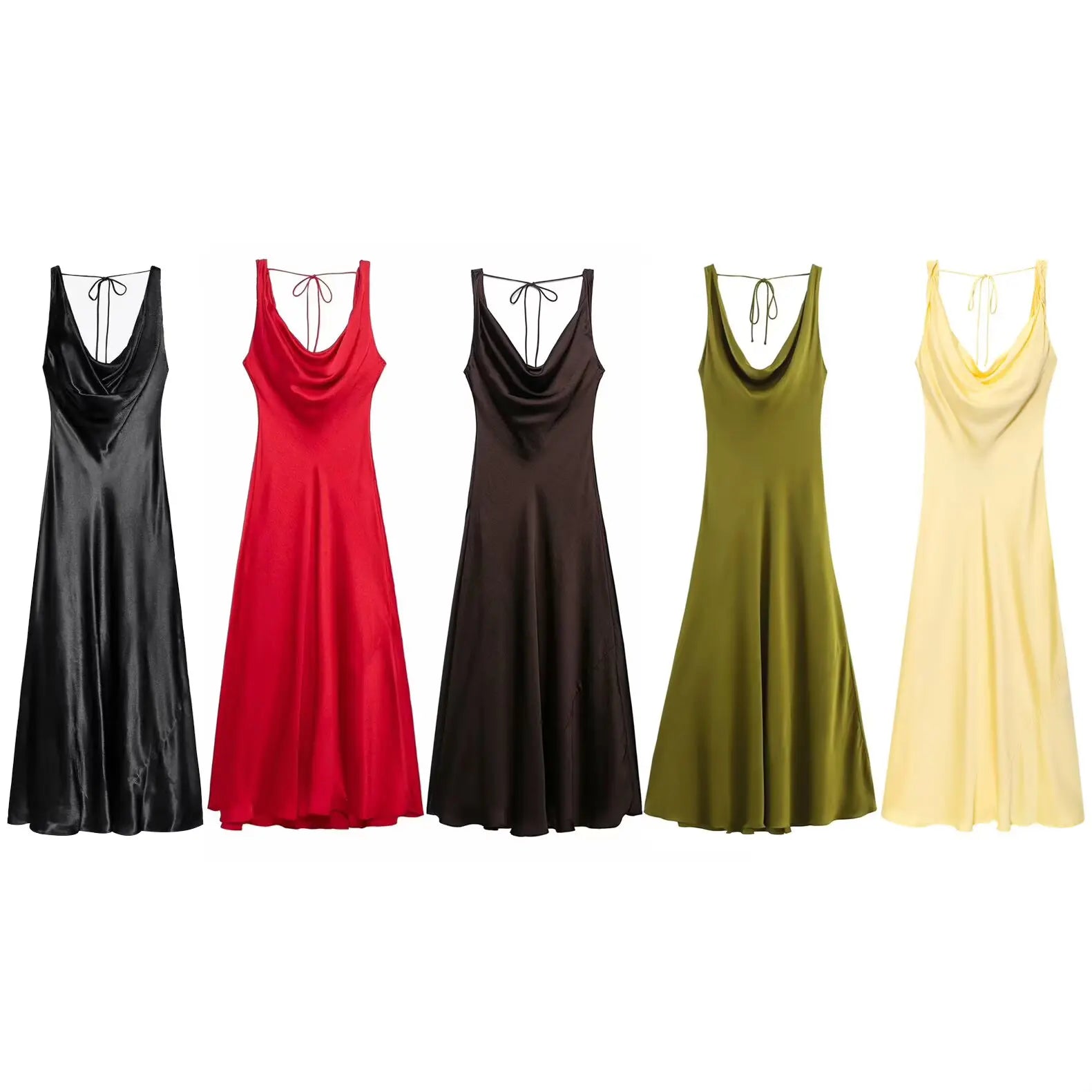 Zara satin dress, backless, V-neck, elegant, sexy