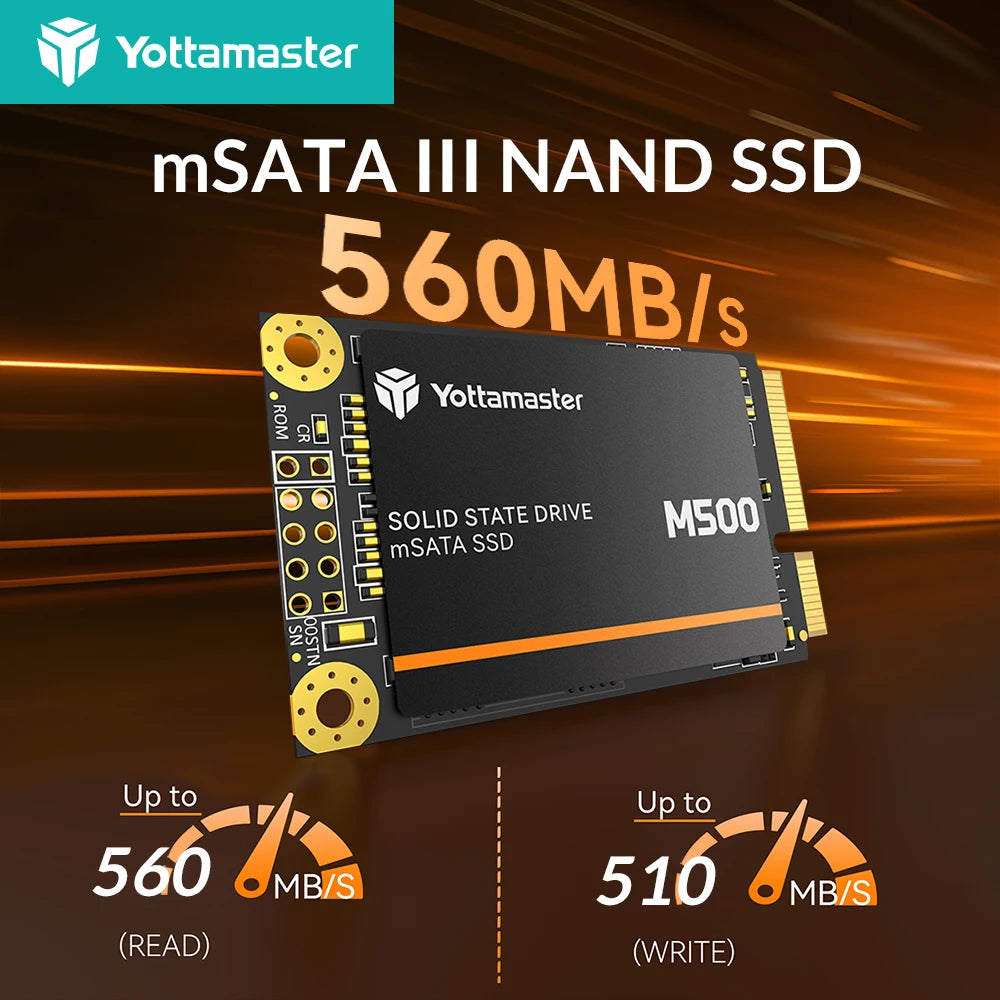 Yottamaster mSATA Harddisk M500 SSD HDD SATA III 6Gbps 3D NAND Internal Solid State Drive 2TB 128GB for Game Laptops Desktop PC