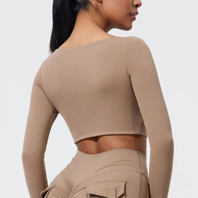 QINACTIVE Women's Nylon Top Yoga long sleeved T-shirt