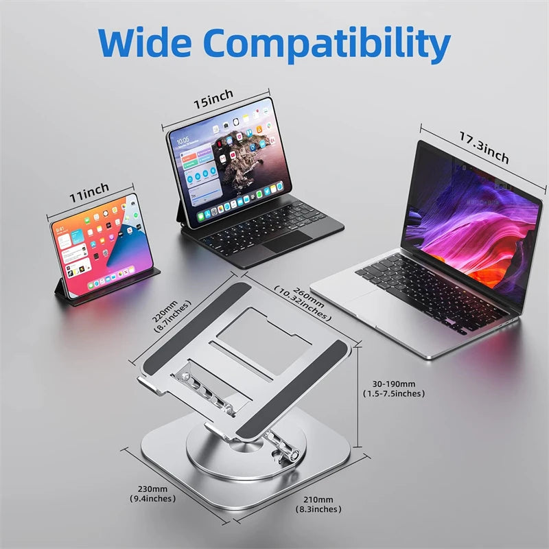 360 Rotating Aluminum Alloy Adjustable Desk Laptop Stand for Macbook Air Pro
