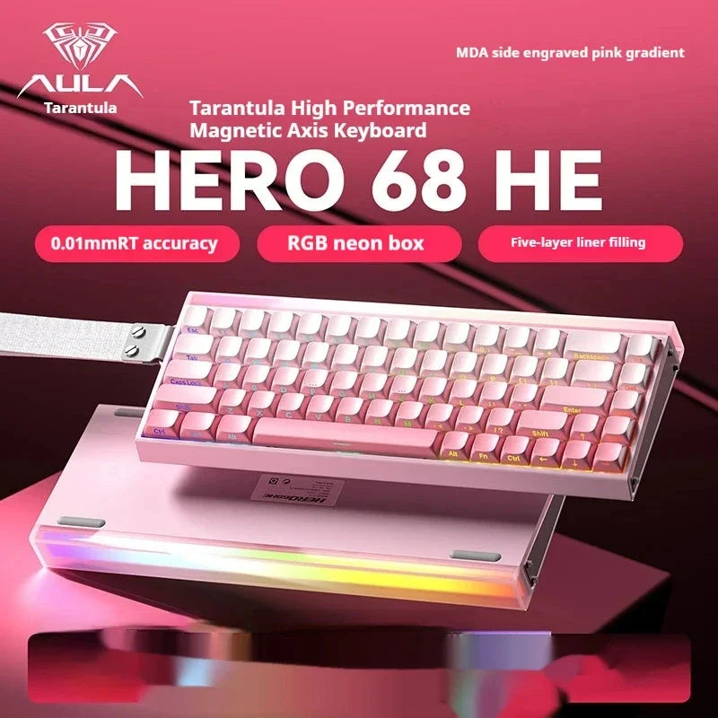 New AULA HERO 68HE/ULTRA INSTOCK Magnetic Switch Gaming Keyboard&Mouse E-sport Custom Mechanical Wired Keyboard Accessories