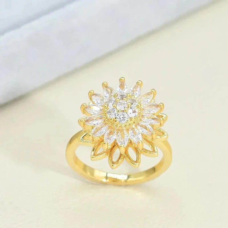 Double layered rotatable sunflower necklace, women's necklace, minimalist stainless steel jewelry accessories, set