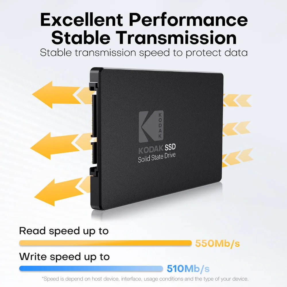 Kodak SSD Sata 2.5 Inch Solid Disk 6GB/S Microchip 3D Nand 550Mb/s Ssd Hard Drive 1tb/512/256/128gb 7mm Ultra-thin Hard Drive