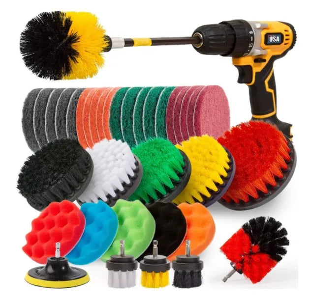 UNTIOR Electric Drill Brush Attachment Set Power Scrubber Brush Car Polisher Kitchen Bathroom Cleaning Tool Car Detailig Brushes