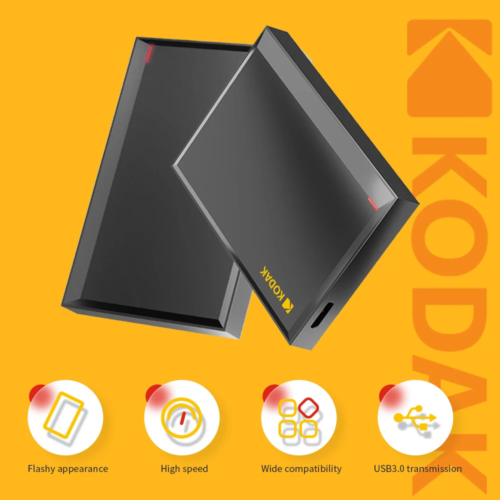 The Kodak P190 portable external mechanical hard drive (1TB/500GB, USB 3.0) is suitable for storing and backing up data securely