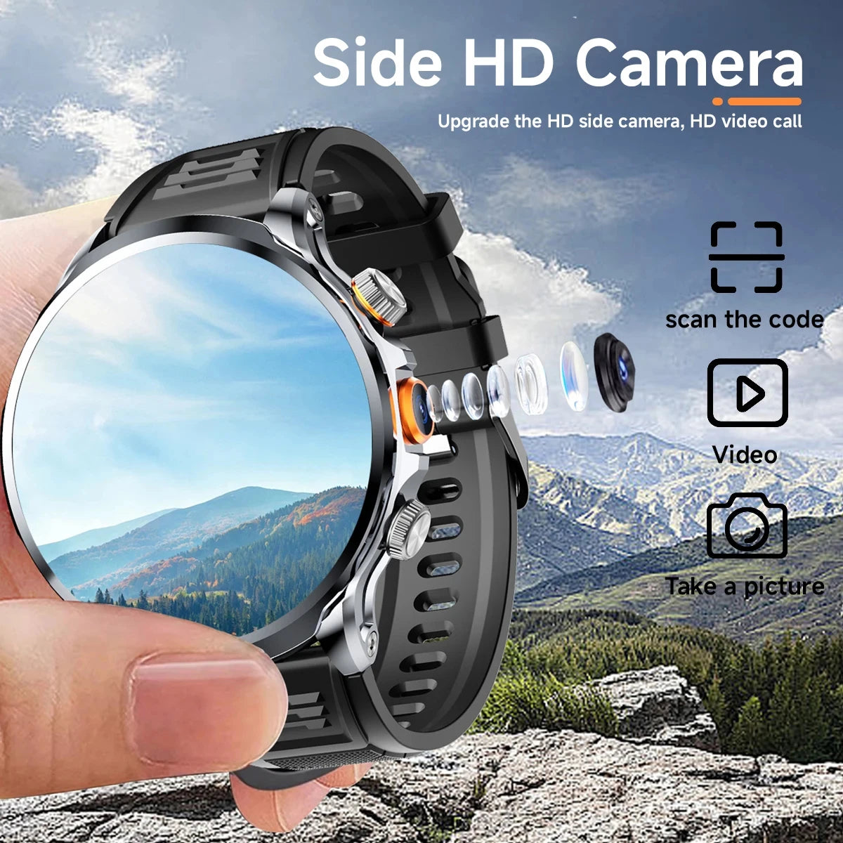 5G/4G Smart Watch 1.95 inch AMOLED 1100mah Battery 8GB+128GB RAM 500W Camera GPS WIFI Google APP Download Smartwatch Android 9.0