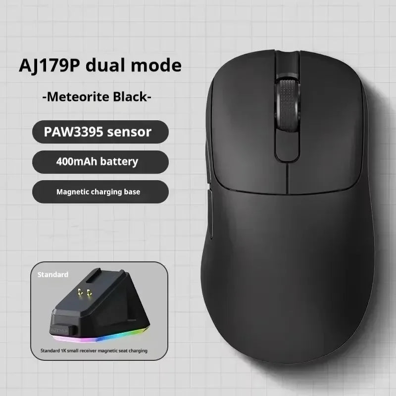 Ajazz Aj179 APEX 8k Wireless Mouse PAW3950 Sensor Three Mode Charging Base Gaming Mouse Lightweight Ergonomics 400mAh Pc Gamer