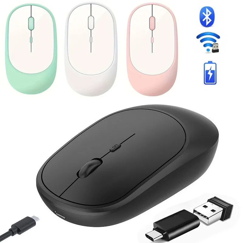Wireless Mouse Rechargeable Mouse Dual Modes Bluetooth-compatible 2.4G USB Mice For Computer Laptop Tablet Macbook Mause