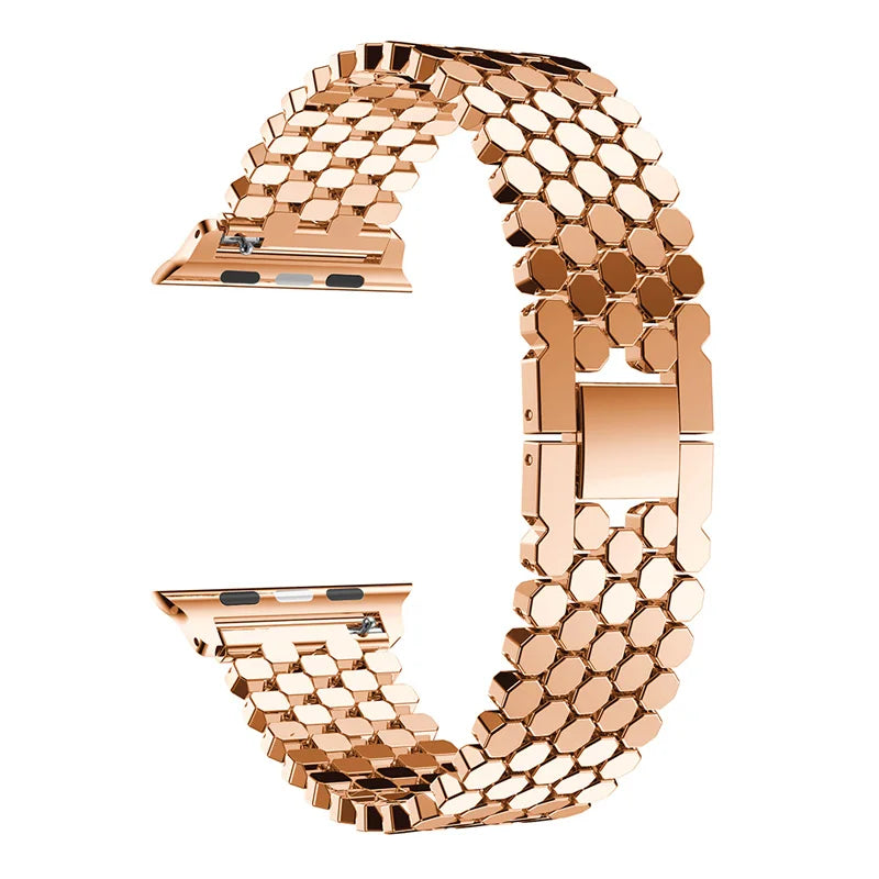 xDfind Fish Scale Texture Metal Watch Band