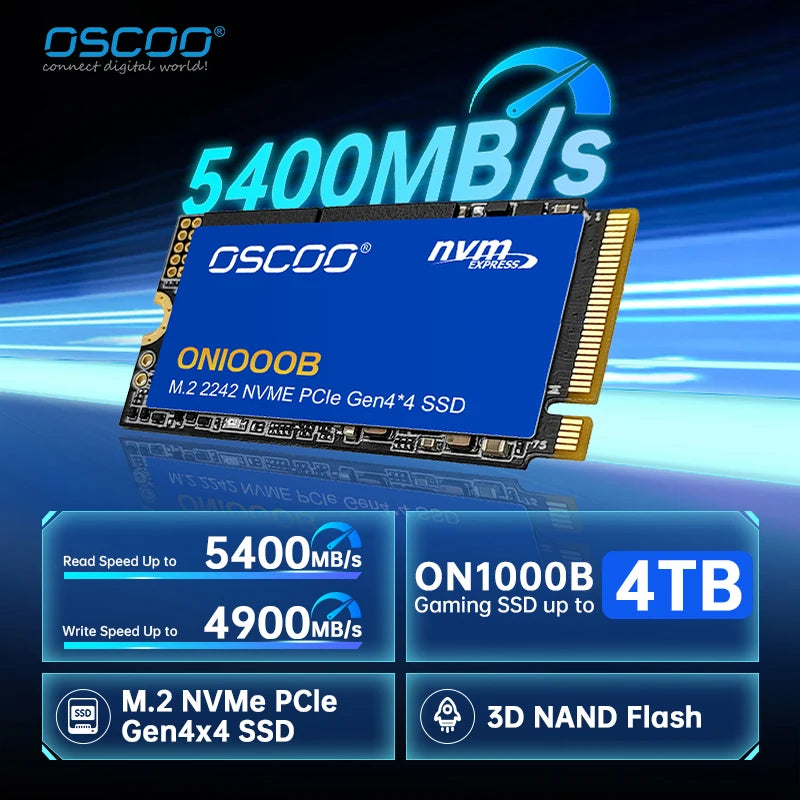 OSCOO 5400MB/s M.2 SSD NVMe M.2 2242 2TB 1TB Internal Solid State Hard Disk M2 PCIe 4.0x4 SSD Drive for PS5 Laptop PC