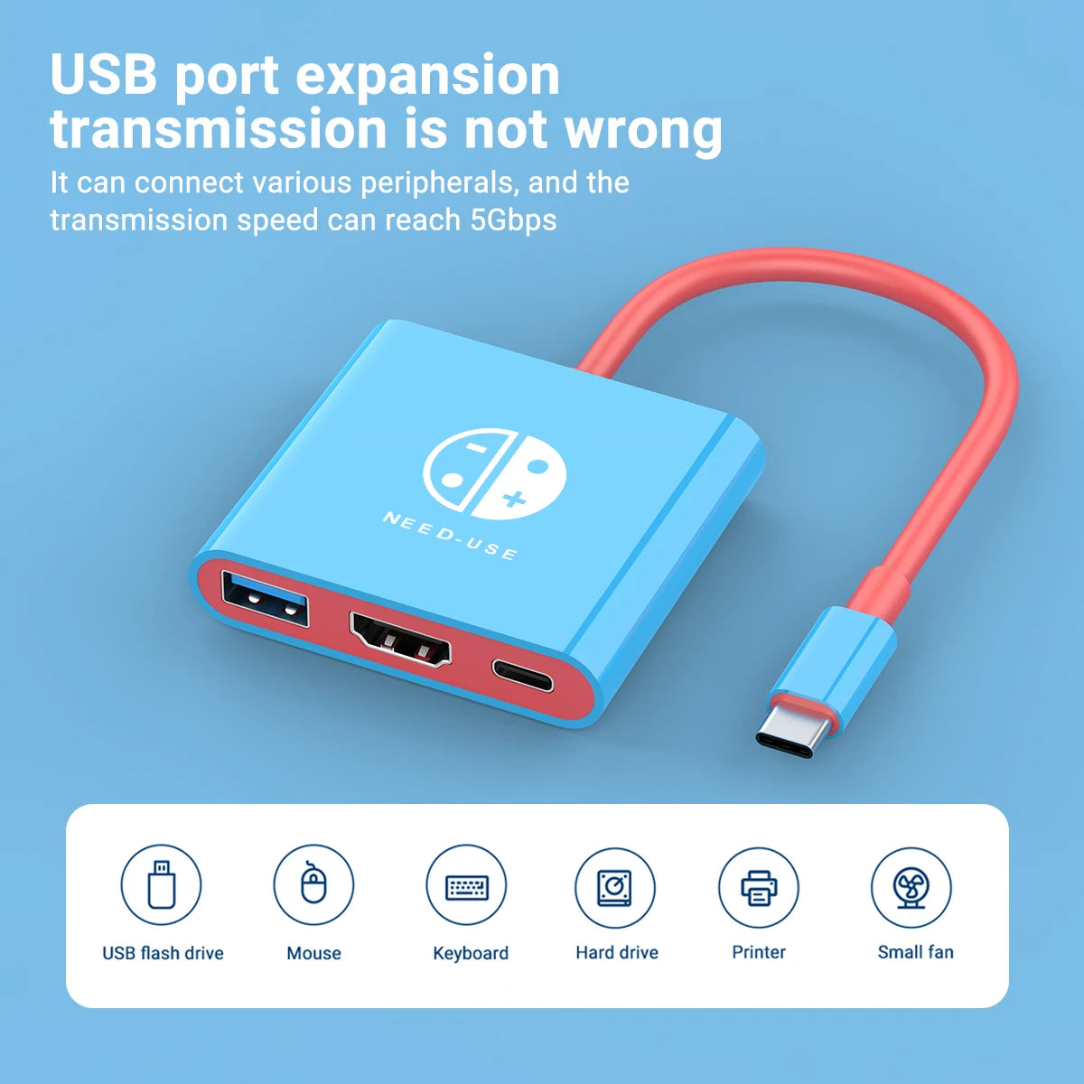 Portable Game Docking Station TYPE-C Hub with HDMI and USB 3.0