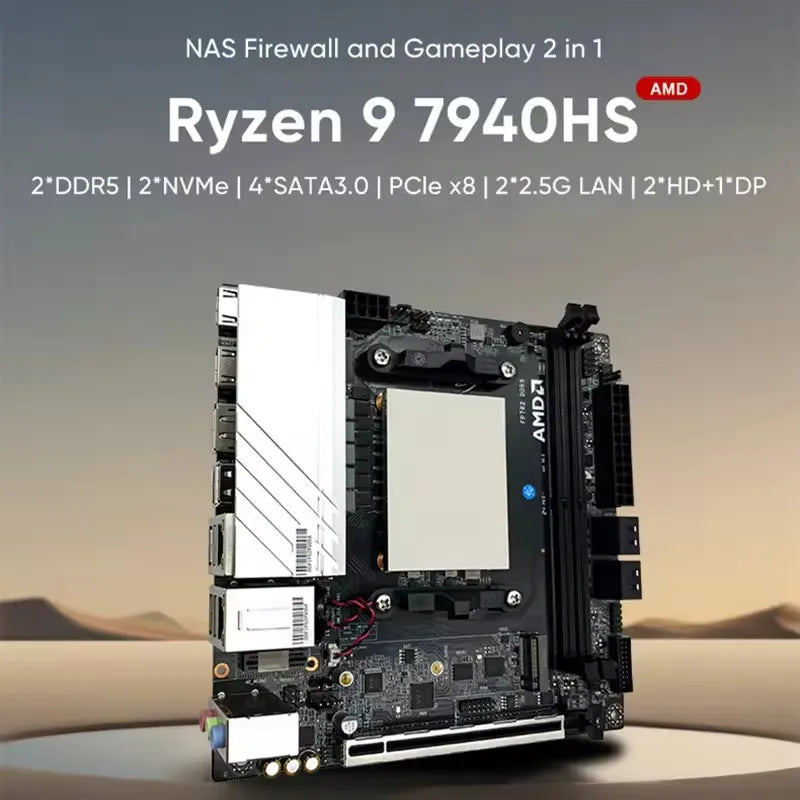 Topton N17 NAS Firewall Motherboard AMD Ryzen 9 8945HS R9 7940HS 2xNVMe 4xSATA3.0 PCIEx8 2xDDR5 2x2.5G LAN Gaming ITX Mainboard