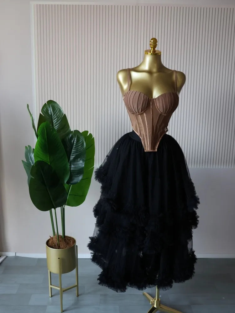 Women's Dress Set Sleeveless Strap Tops and Pleated Tiered Skirts Suit Elegant Vacation Birthday Two 2 Piece Set Outfits