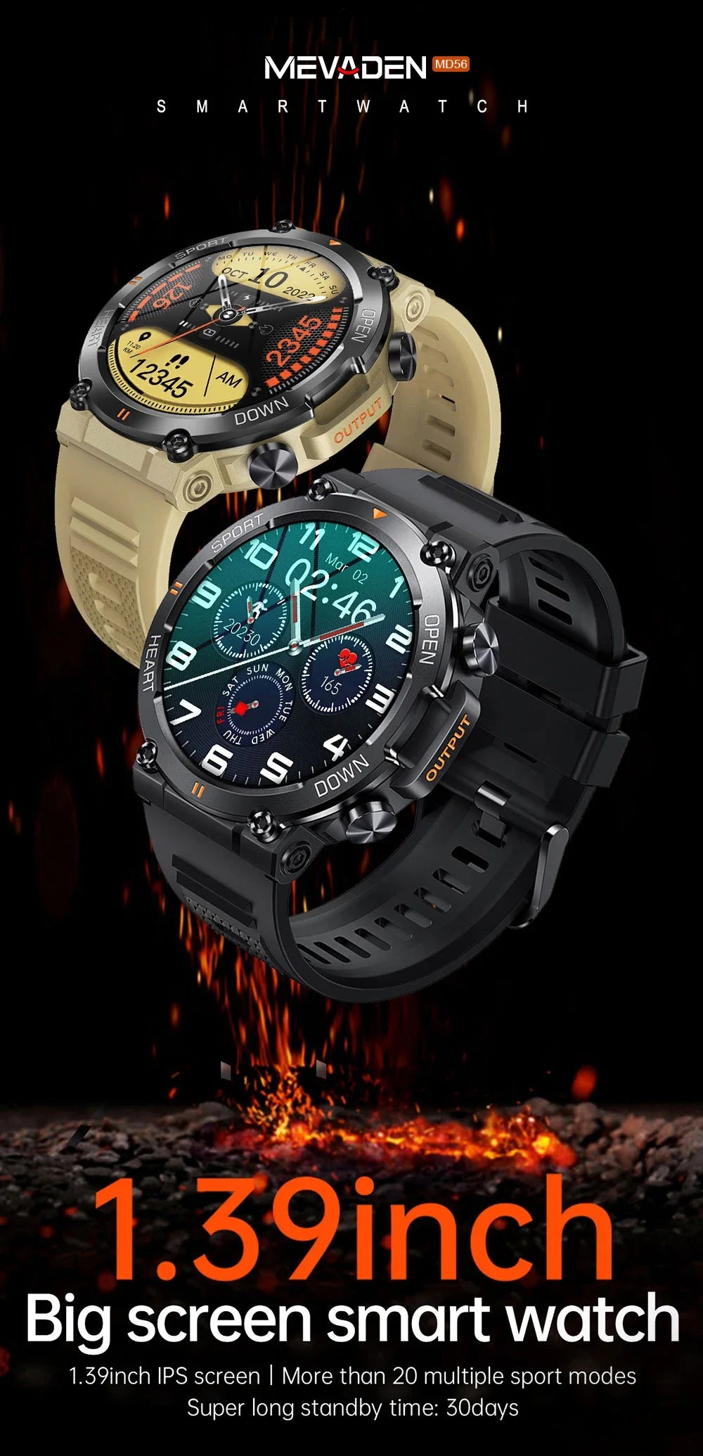 MEVADEN New 1.39 inch Men's Bluetooth Call Smart Watch Sports Fitness Tracker Heart Monitor Smartwatch For Android IOS 400mAh