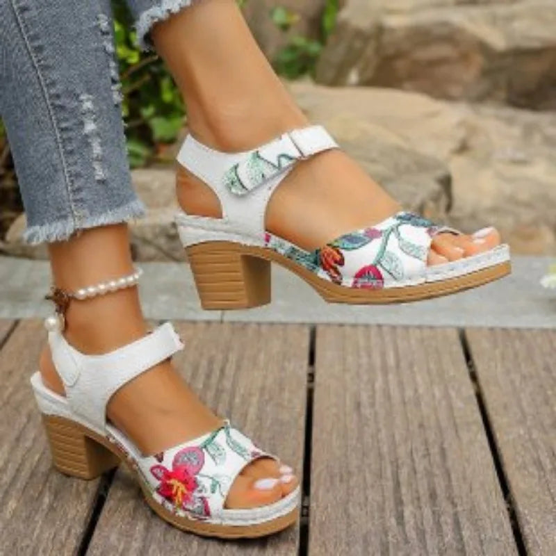 Ladies Shoes Fashion Summer Women's Sandals Outdoor Mixed Colors Open Toe Chunky Heels