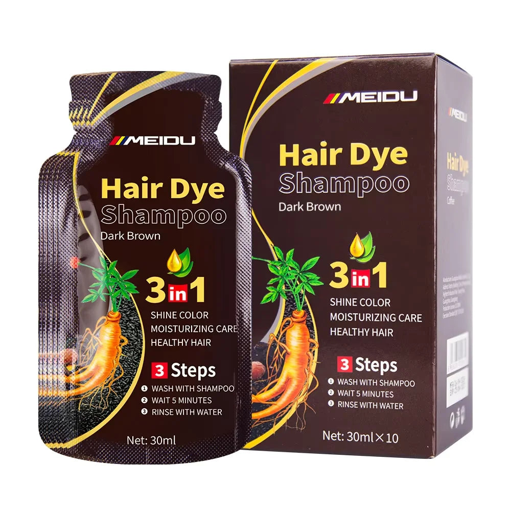 3-in-1 Natural Black Herbal Hair Dye Shampoo