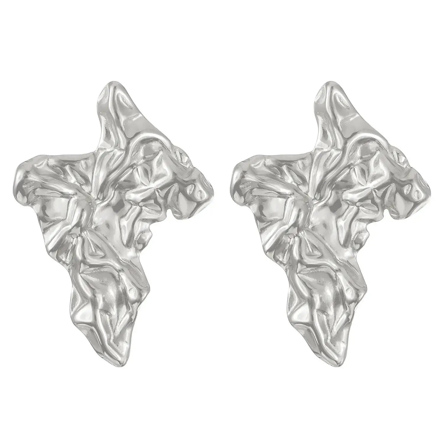 Vintage Pleated Geometric Earrings – Stainless Steel Statement Studs