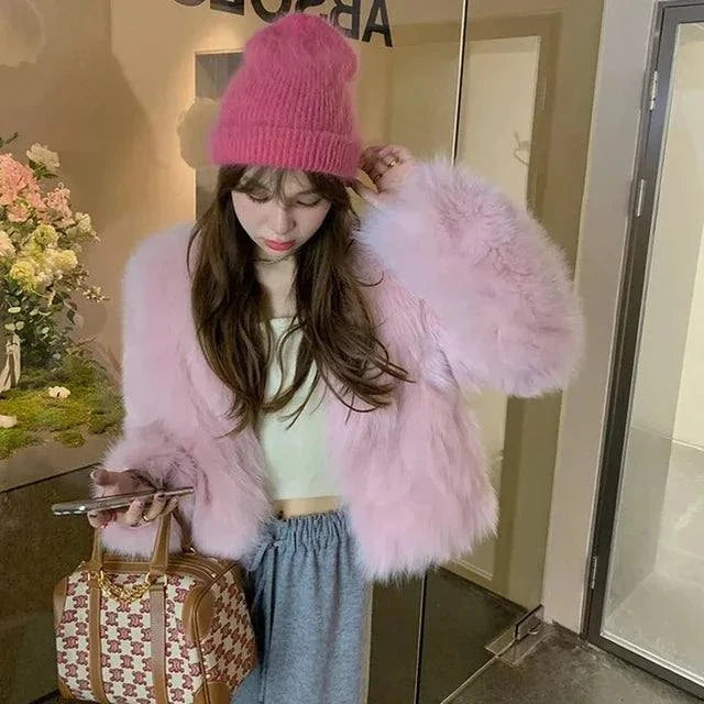 Women’s Faux Fur Coat 2024 – Casual Imitation Fox Fur Jacket for Winter 🍂✨