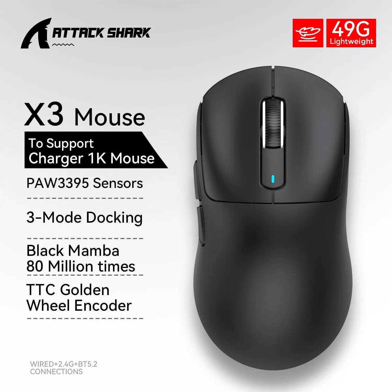Attack Shark  X3Pro X3 Wireless Mouse Lightweight PAW3395 26000dpi