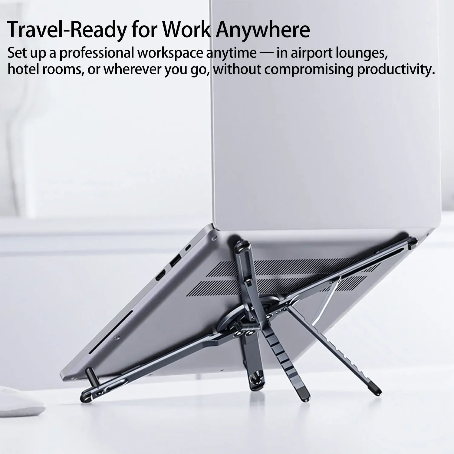 New Adjustable  Aluminum Alloy Laptop Stand Foldable  Portable Design For 8-16” Tablets Phones Laptops Enhanced Ventilation Heat